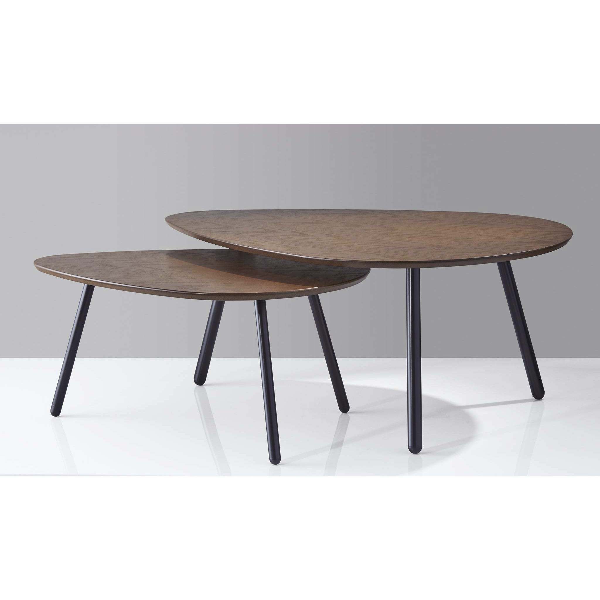 Hendrix 30.71 X 17 inch Walnut and Matte Black Nesting Coffee Tables, Set of 2