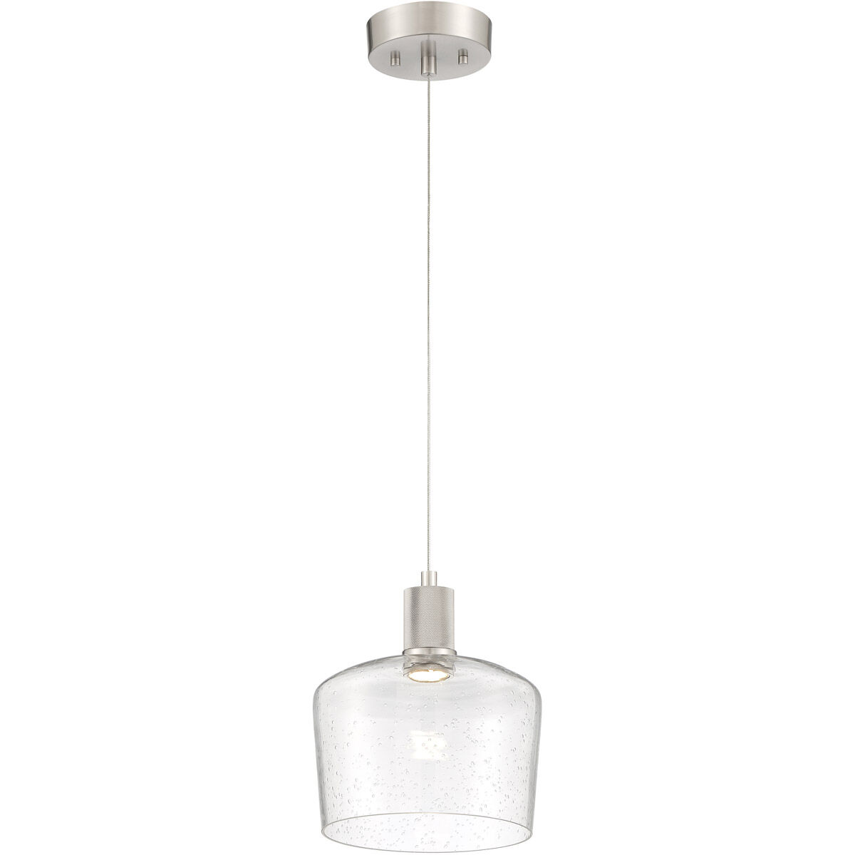 Port Nine LED 9 inch Brushed Steel Pendant Ceiling Light in Seeded