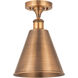 Ballston Cone 1 Light 8 inch Antique Copper Semi-Flush Mount Ceiling Light