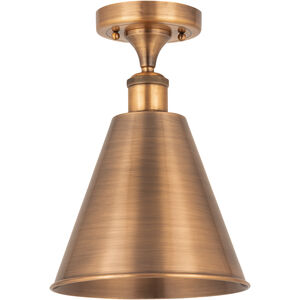 Ballston Cone 1 Light 8 inch Antique Copper Semi-Flush Mount Ceiling Light