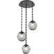 Aster LED 22.3 inch Matte Black Multi-Pendant Ceiling Light in 3000K LED, Smoke, Rectangular Chain