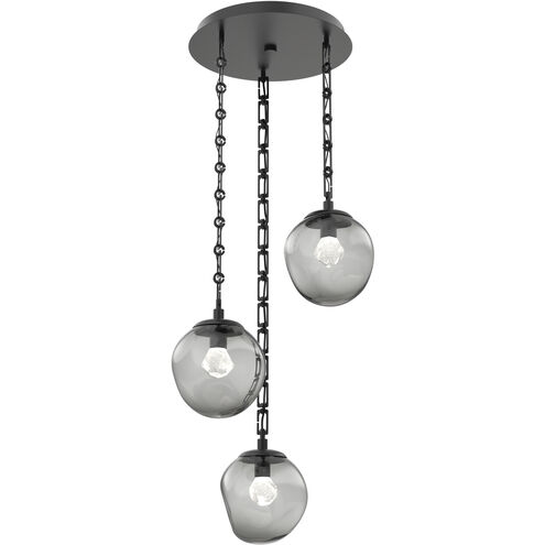 Aster LED 22.3 inch Matte Black Multi-Pendant Ceiling Light in 3000K LED, Smoke, Rectangular Chain