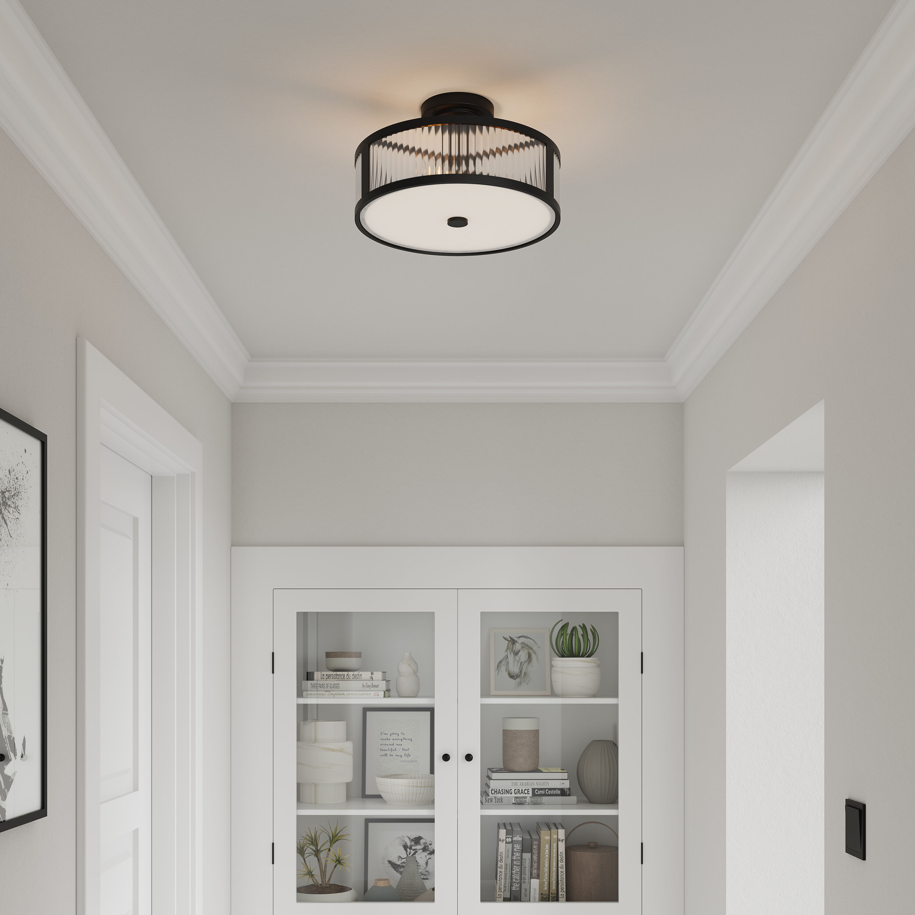 Ardezia 3 Light 15.75 inch Matte Black Semi-Flush Mount Ceiling Light