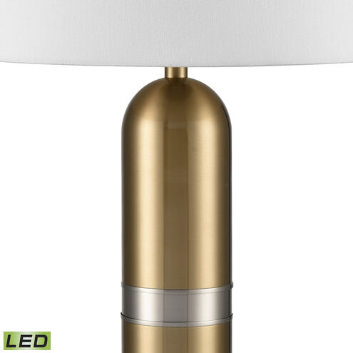 Pill 34 inch 9 watt Aged Brass with Satin Nickel and White Table Lamp Portable Light