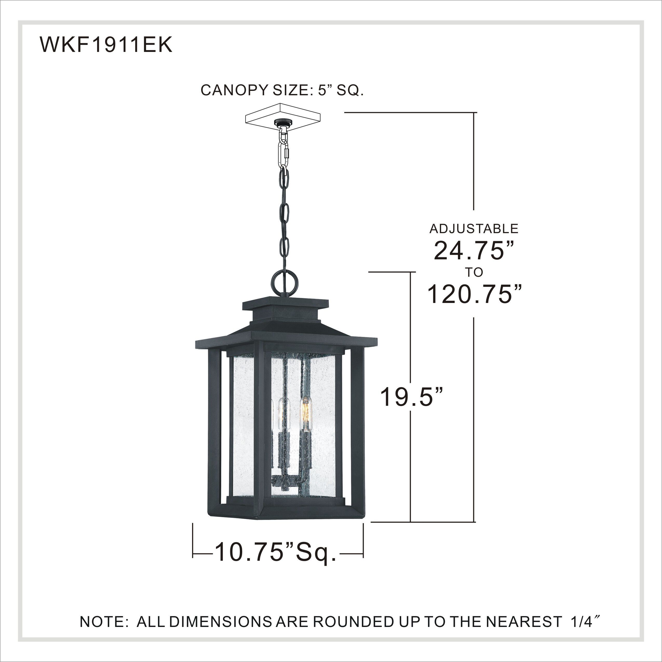 Wakefield 3 Light 11 inch Earth Black Outdoor Hanging Lantern