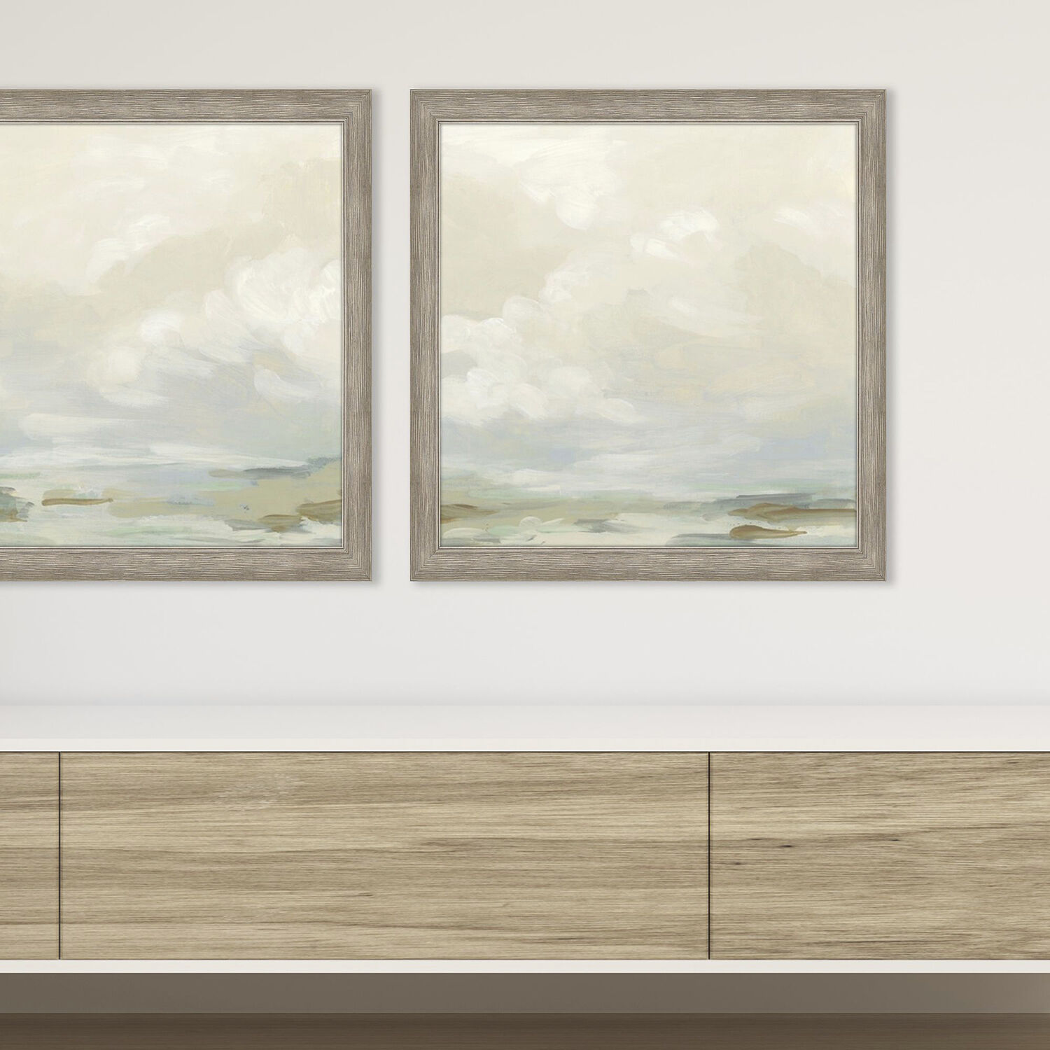 Cloudbank Blue and Green and Multi and Neutral Framed Art