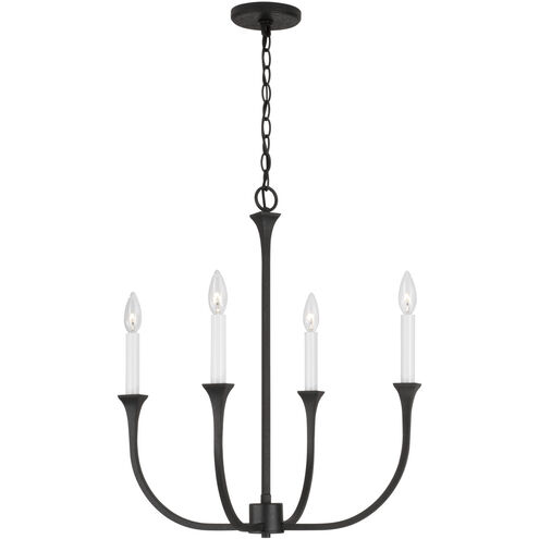 Decklan 4 Light 21.25 inch Black Iron Chandelier Ceiling Light