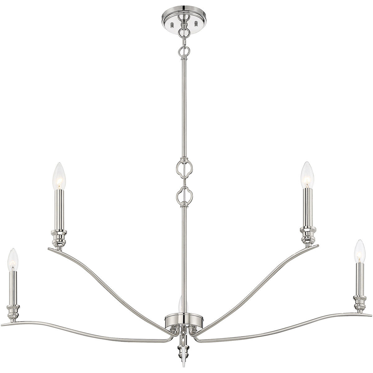 Transitional 5 Light 42 inch Polished Nickel Chandelier Ceiling Light