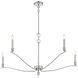Transitional 5 Light 42 inch Polished Nickel Chandelier Ceiling Light
