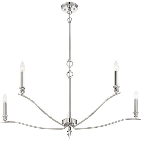 Transitional 5 Light 42 inch Polished Nickel Chandelier Ceiling Light