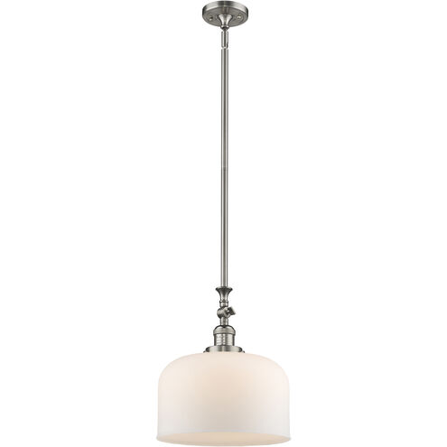 Franklin Restoration Bell 1 Light 12 inch Brushed Satin Nickel Mini Pendant Ceiling Light in Incandescent, Matte White, Franklin Restoration