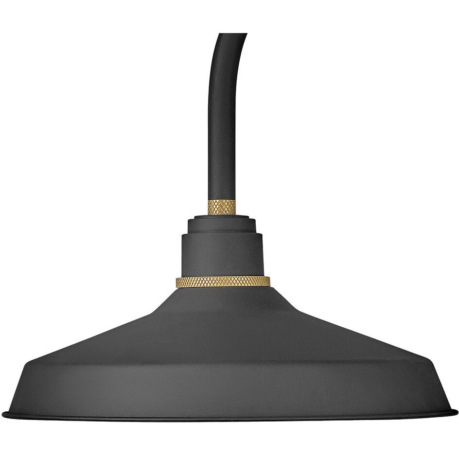 Foundry Classic Outdoor Barn Light in Textured Black, Gooseneck
