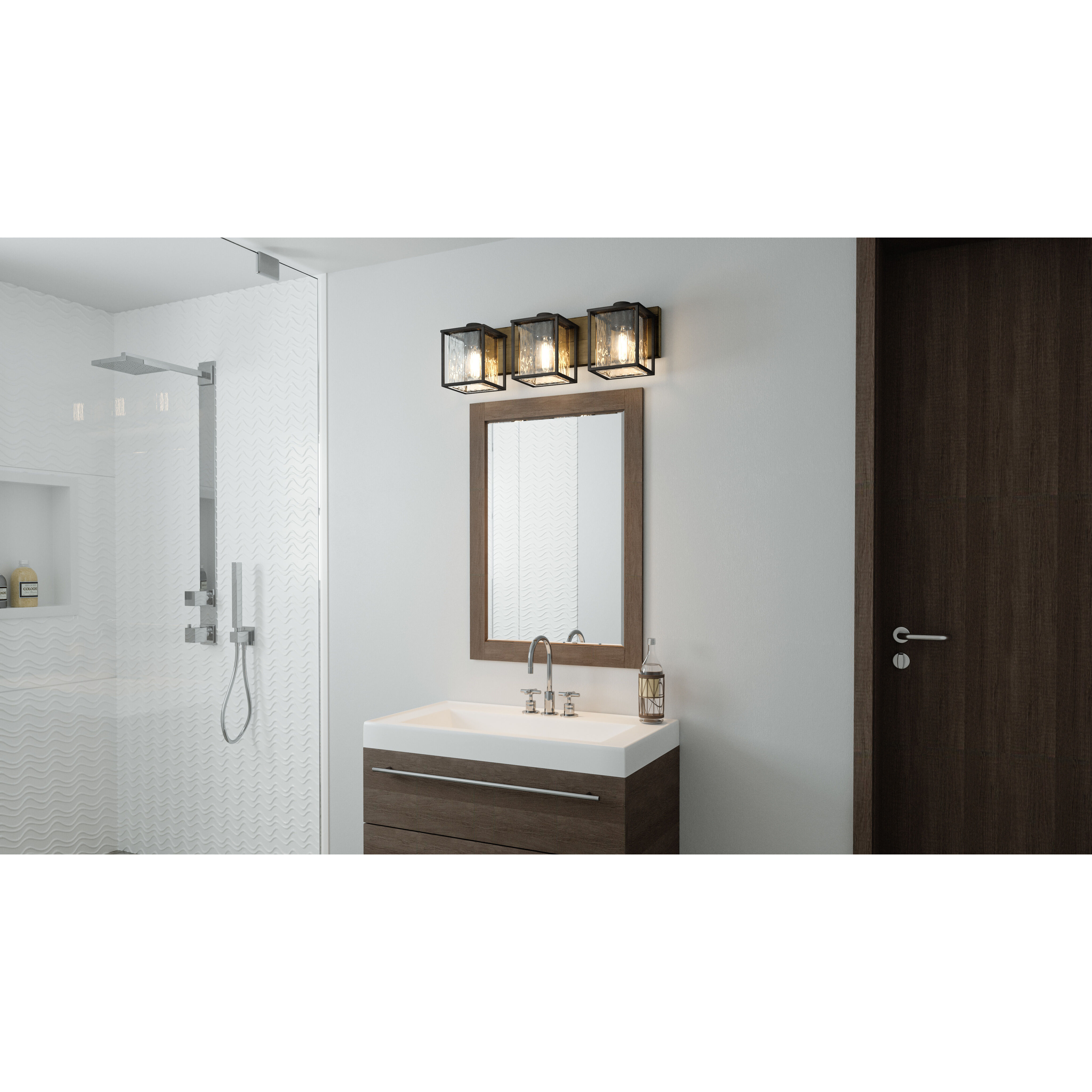 Holsten 3 Light 23 inch Matte Black Bath Light Wall Light, Large