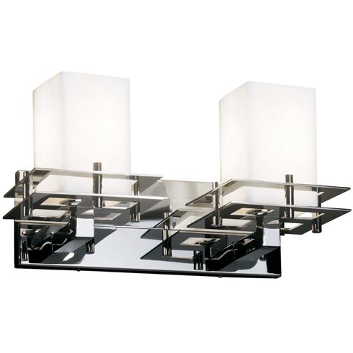 Fusion 2 Light 16.5 inch Brushed Nickel Bath Vanity Light Wall Light in 1400 Lm LED, Square with Flat Rim, Almond Fusion