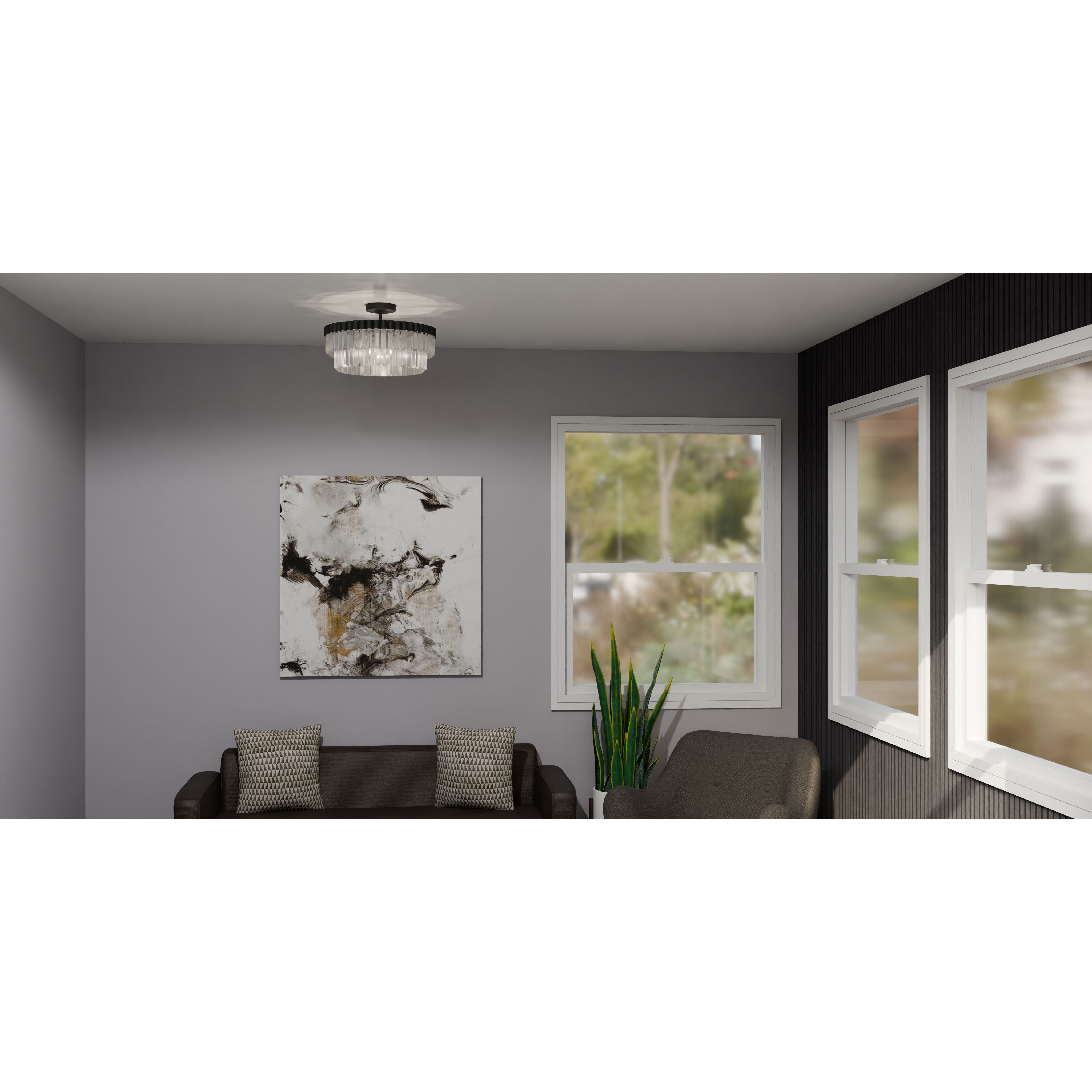 Starlight 4 Light 18.5 inch Matte Black Semi-Flush Mount Ceiling Light, Large