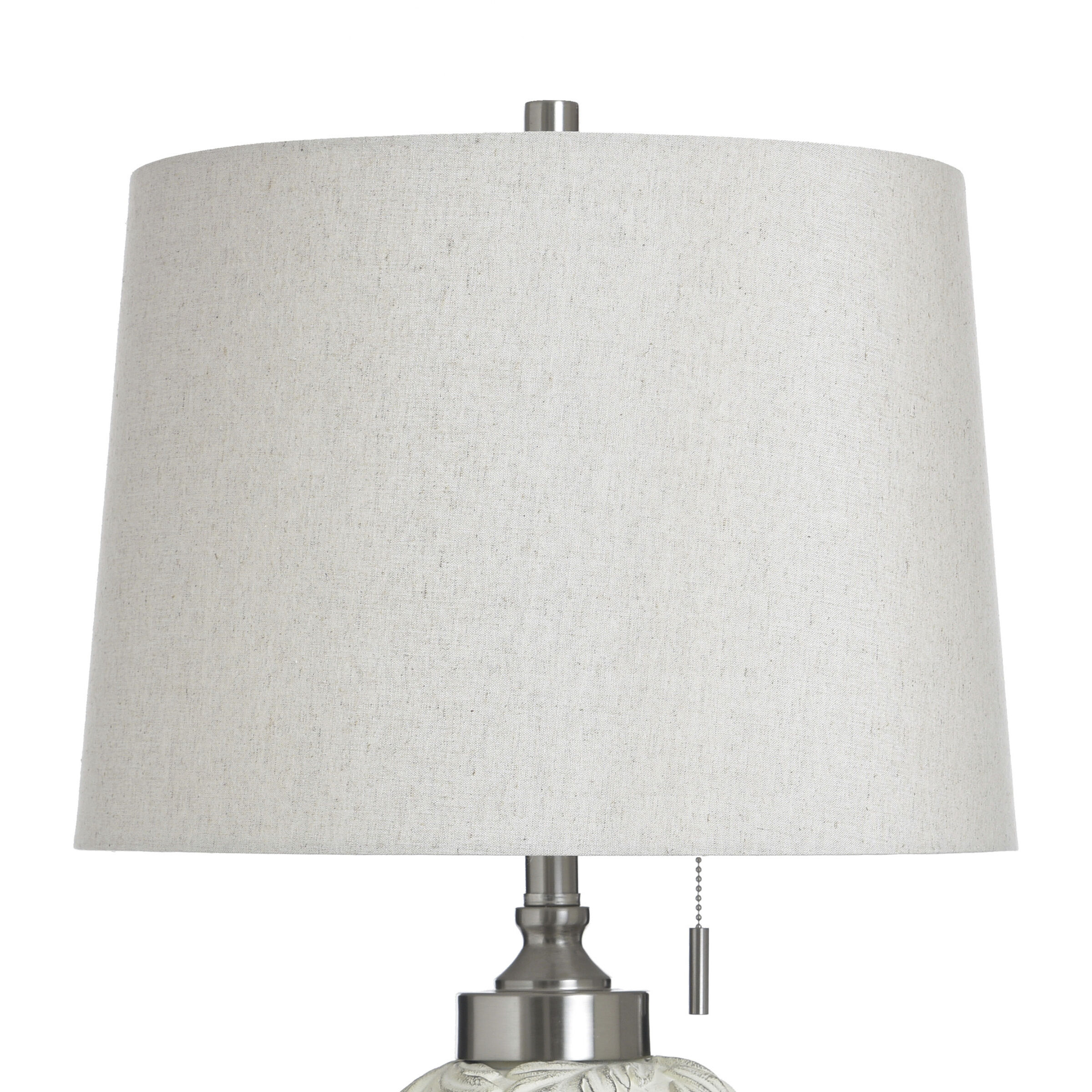 Poly and Steel 34 inch 100 watt Hacot Silver and Beige Table Lamp Portable Light