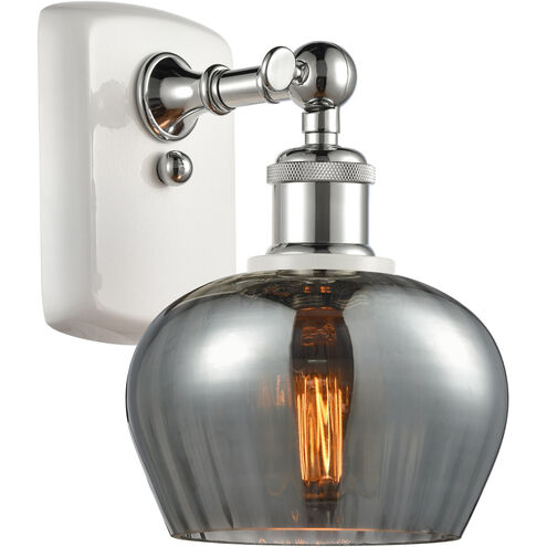 Ballston Fenton LED 7 inch White and Polished Chrome Sconce Wall Light in Plated Smoke Glass, Ballston