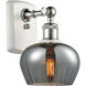 Ballston Fenton LED 7 inch White and Polished Chrome Sconce Wall Light in Plated Smoke Glass, Ballston