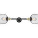 Franklin Restoration Large Bell 2 Light 8 inch Black Antique Brass Bath Vanity Light Wall Light in Seedy Glass, Franklin Restoration