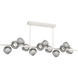 Luna LED 72 inch Salt White Chandelier Ceiling Light in 3000K LED, Geo Inner - Smoke Outer, Twisted Branch