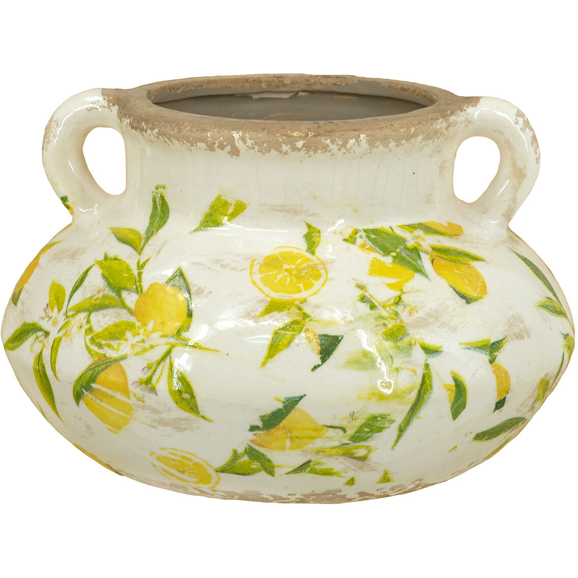 Anita Yellow and Green with White Planter