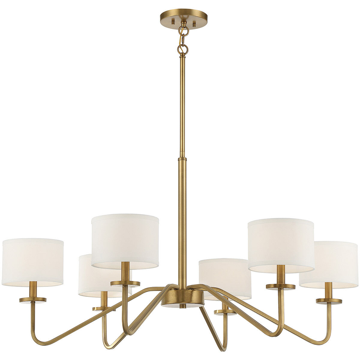 Transitional 6 Light 42 inch Natural Brass Chandelier Ceiling Light