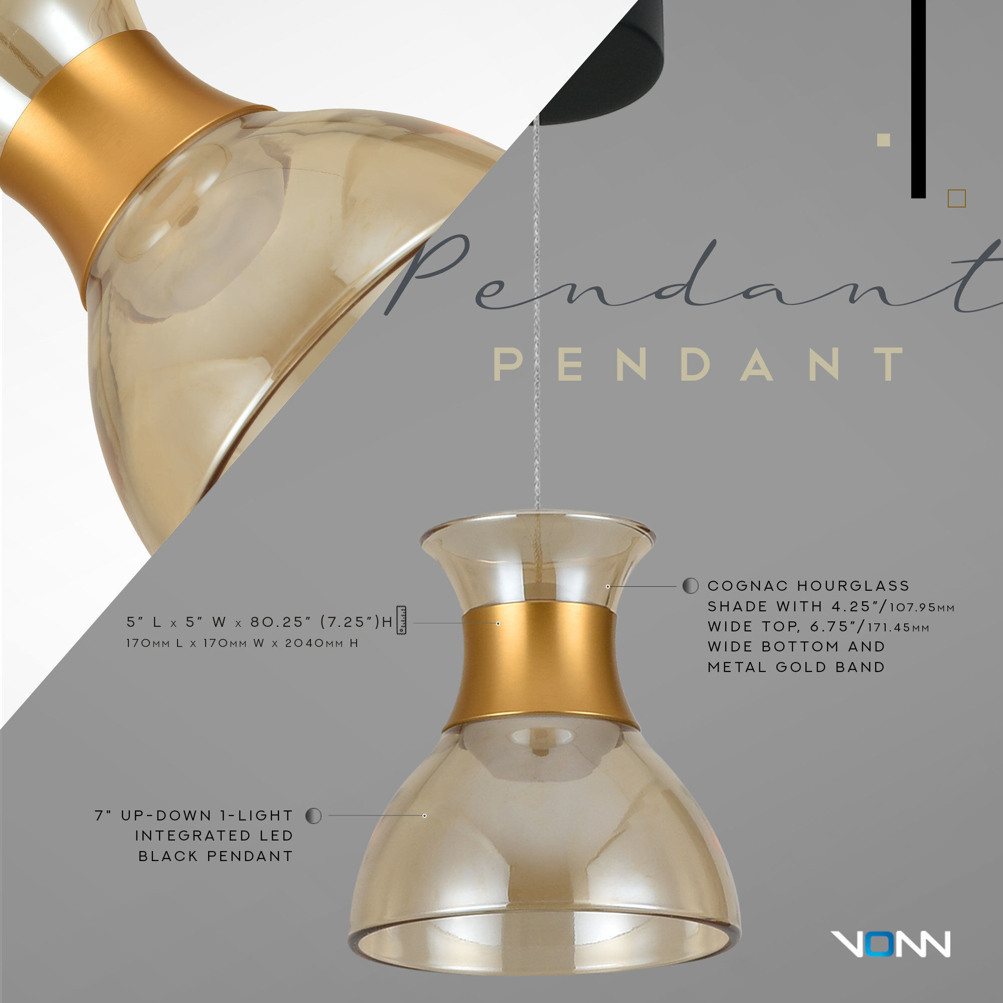 Palermo Series 6.75 inch Black/Gold Pendant Ceiling Light, Artisan Collection