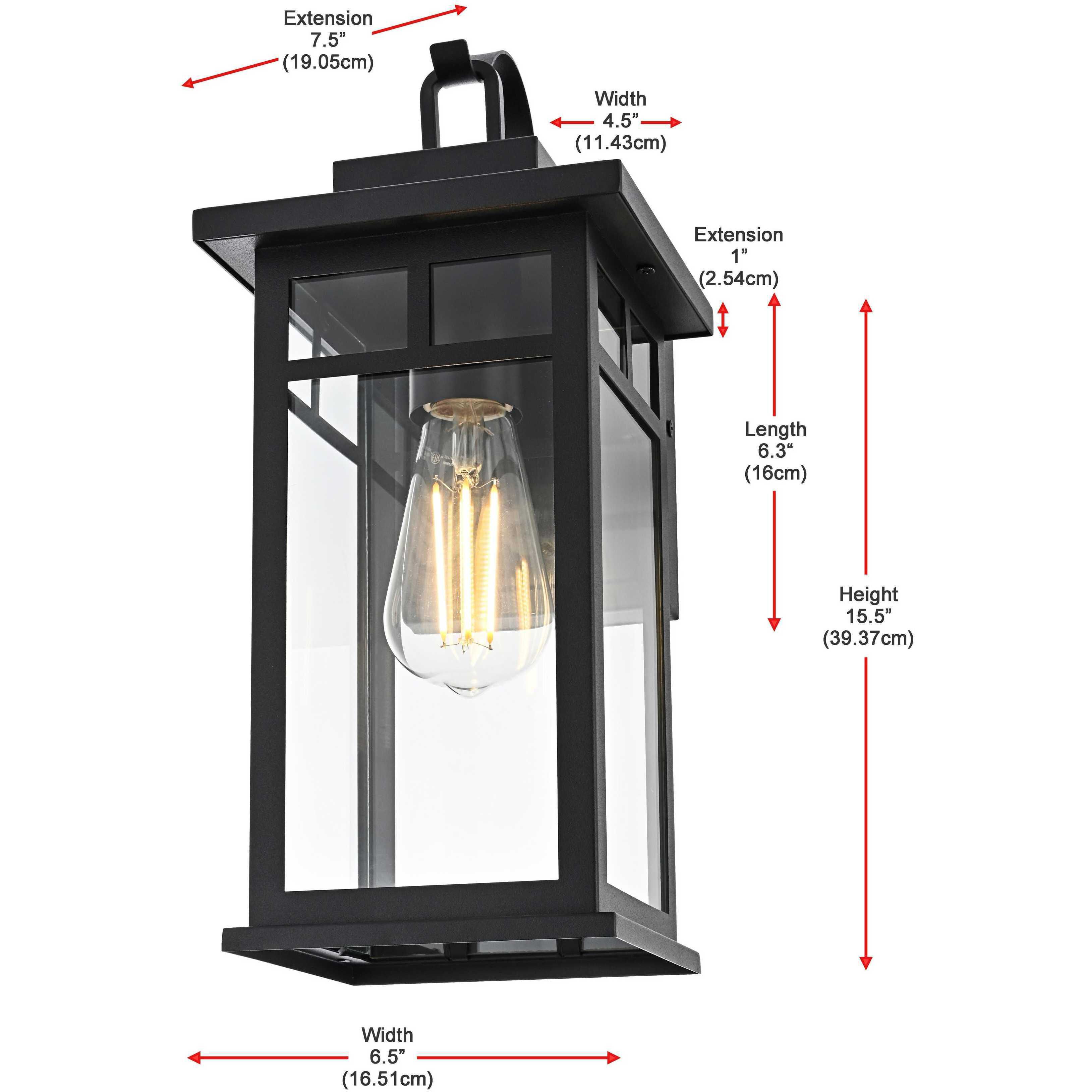Mercer 1 Light 15.5 inch Black Outdoor Wall Sconce