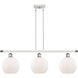 Ballston Athens 3 Light 36 inch White and Polished Chrome Island Light Ceiling Light in Matte White Glass, Ballston