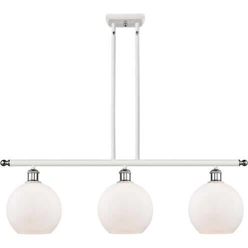 Ballston Athens 3 Light 36 inch White and Polished Chrome Island Light Ceiling Light in Matte White Glass, Ballston