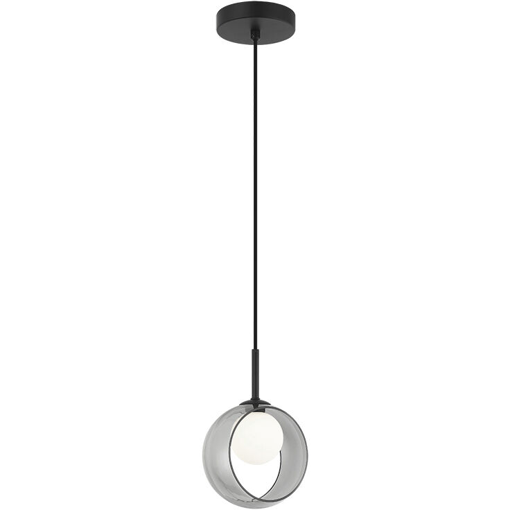 Delcia LED 3.13 inch Black Pendant Ceiling Light in Black and Smoke