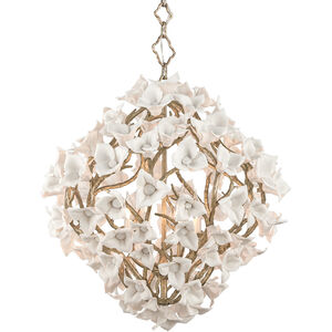 Lily 6 Light 26.25 inch Stria Gold Leaf Chandelier Ceiling Light