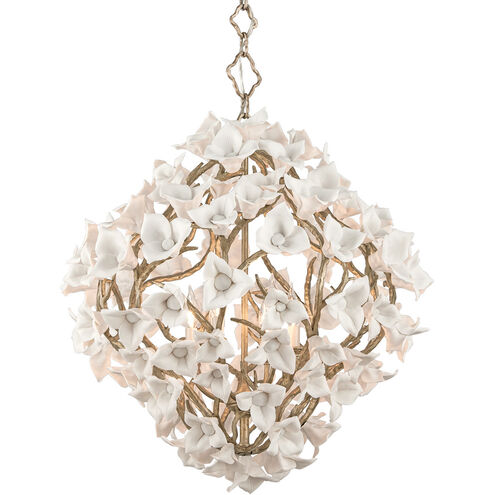 Lily 6 Light 26.25 inch Stria Gold Leaf Chandelier Ceiling Light