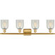 Ballston Caledonia 4 Light 36 inch Satin Gold Bath Vanity Light Wall Light in Mouchette Glass, Ballston