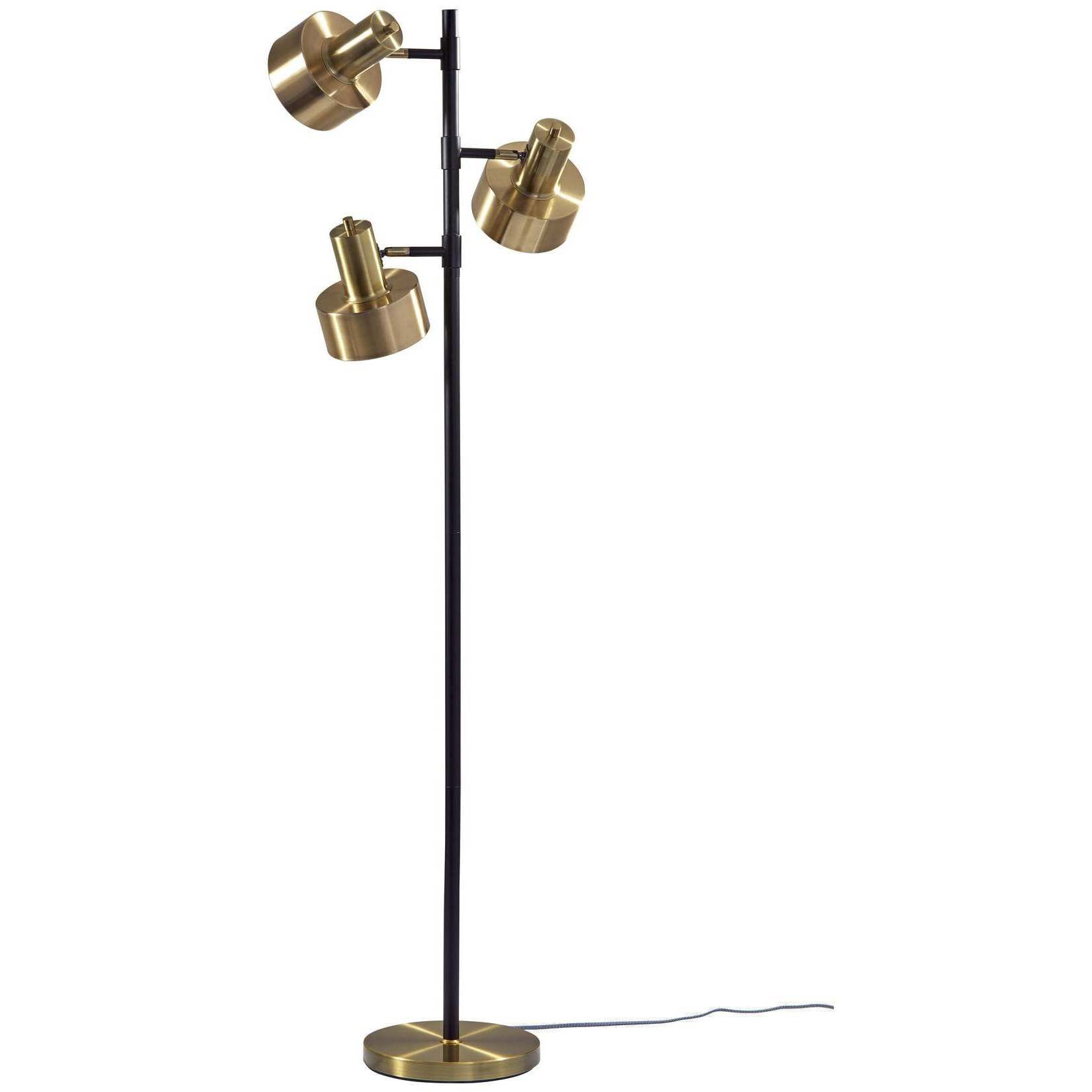 Clayton 66.5 inch 60 watt Matte Black and Antique Brass Floor Lamp Portable Light