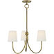 Thomas O'Brien Reed 3 Light 20 inch Hand-Rubbed Antique Brass Chandelier Ceiling Light in Linen, Small