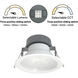 Quartz Matte Powder White Recessed LED Downlight, Selectable Lumens, Selectable CCT