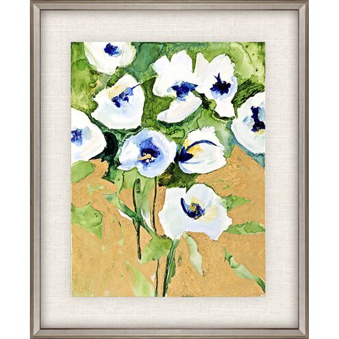 Florals Collection Silver Leaf Wood Shadow Box Style With Gold Wash Edging And Black Side Framed Art