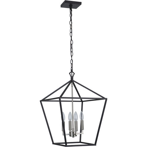 Flynt II 4 Light 16 inch Flat Black/Brushed Polished Nickel Foyer Light Ceiling Light