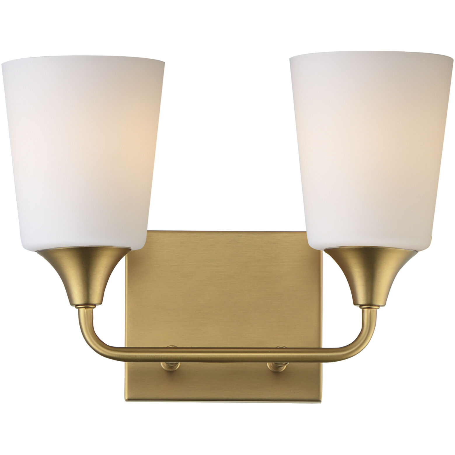 Hudson 2 Light 13 inch Natural Aged Brass Bath Vanity Wall Light in Satin White