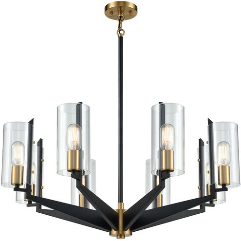 McKees 8 Light 33 inch Matte Black with Satin Brass Chandelier Ceiling Light