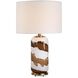 Ararat 24 inch 150 watt White And Brown with Antique Brass Table Lamp Portable Light