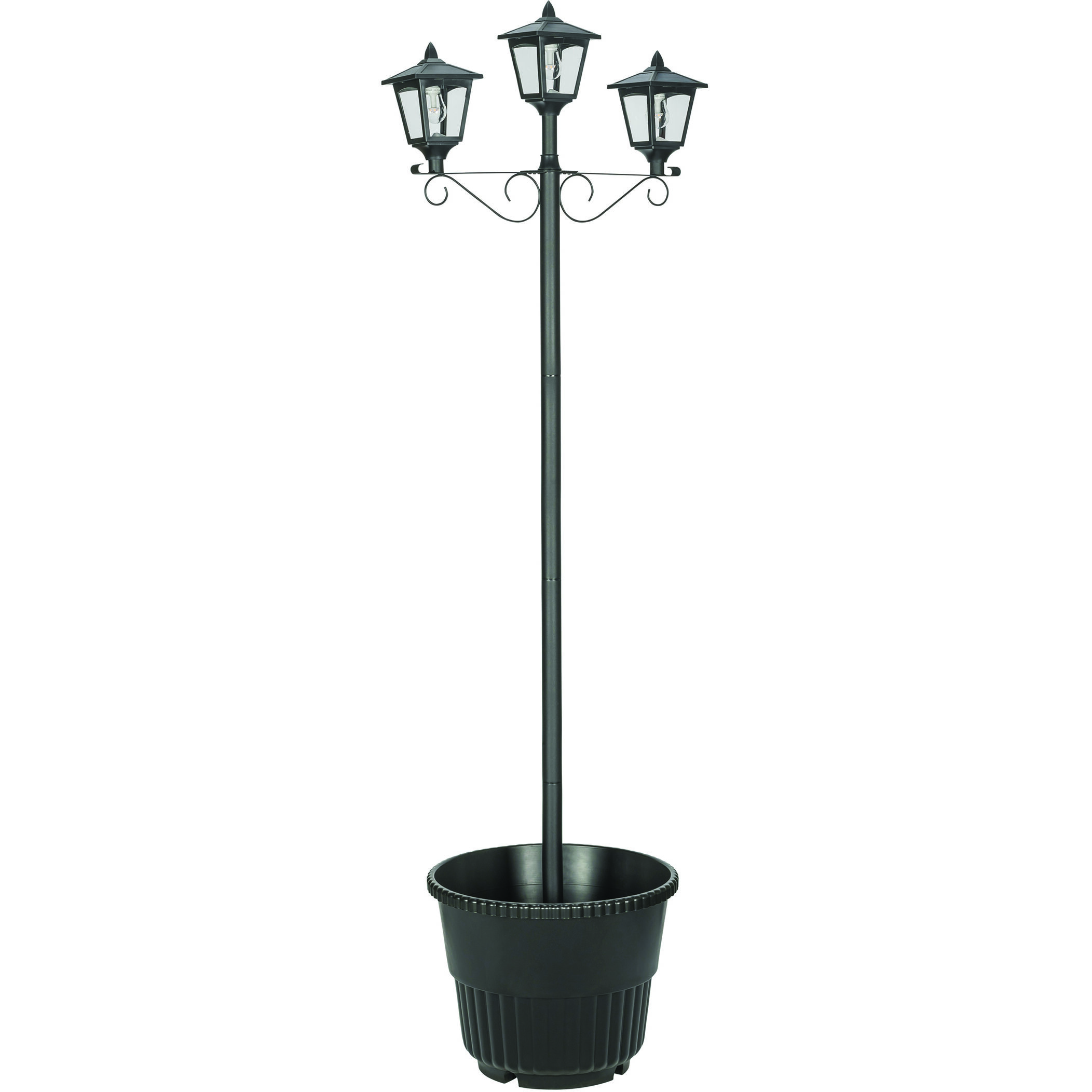 Triple Head 3 Light 78.5 inch Black Post Light, Solar