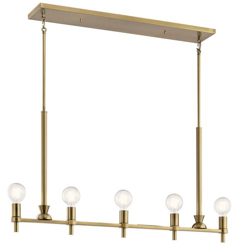 Torvee 5 Light 3 inch Brushed Natural Brass Chandelier Linear Ceiling Light, Single