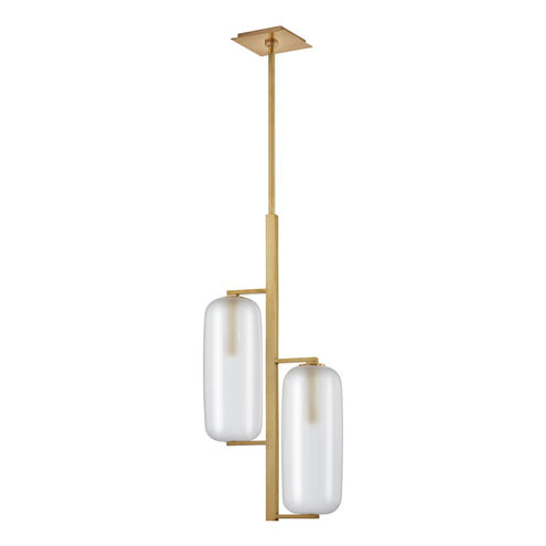 Pebble 2 Light 13.75 inch Aged Brass Pendant Ceiling Light