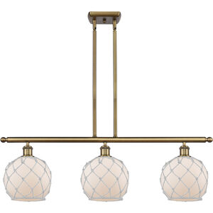 Ballston Farmhouse Rope LED 36 inch Brushed Brass Island Light Ceiling Light in White Glass with White Rope, Ballston