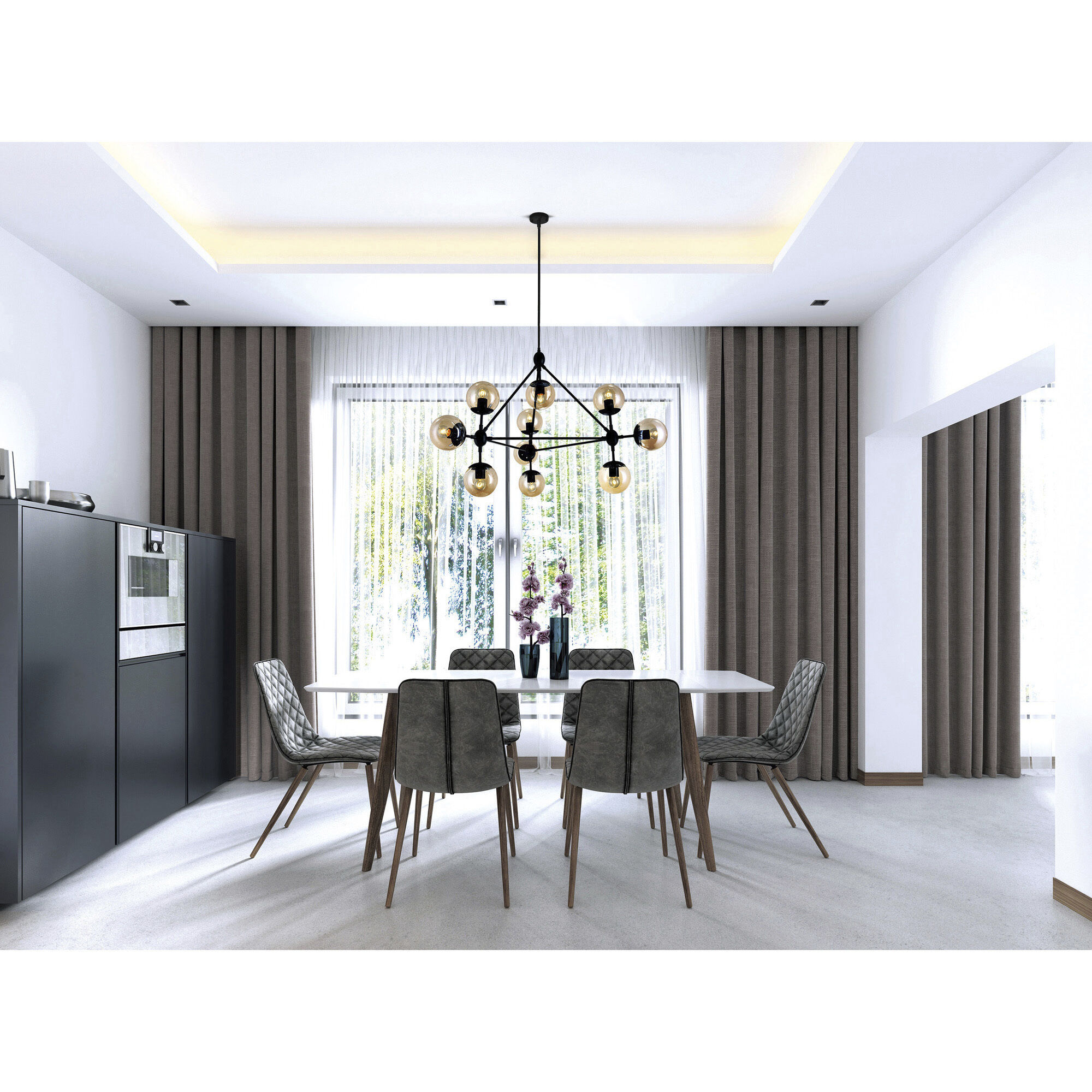 Glow 10 Light 39 inch Black Chandelier Ceiling Light