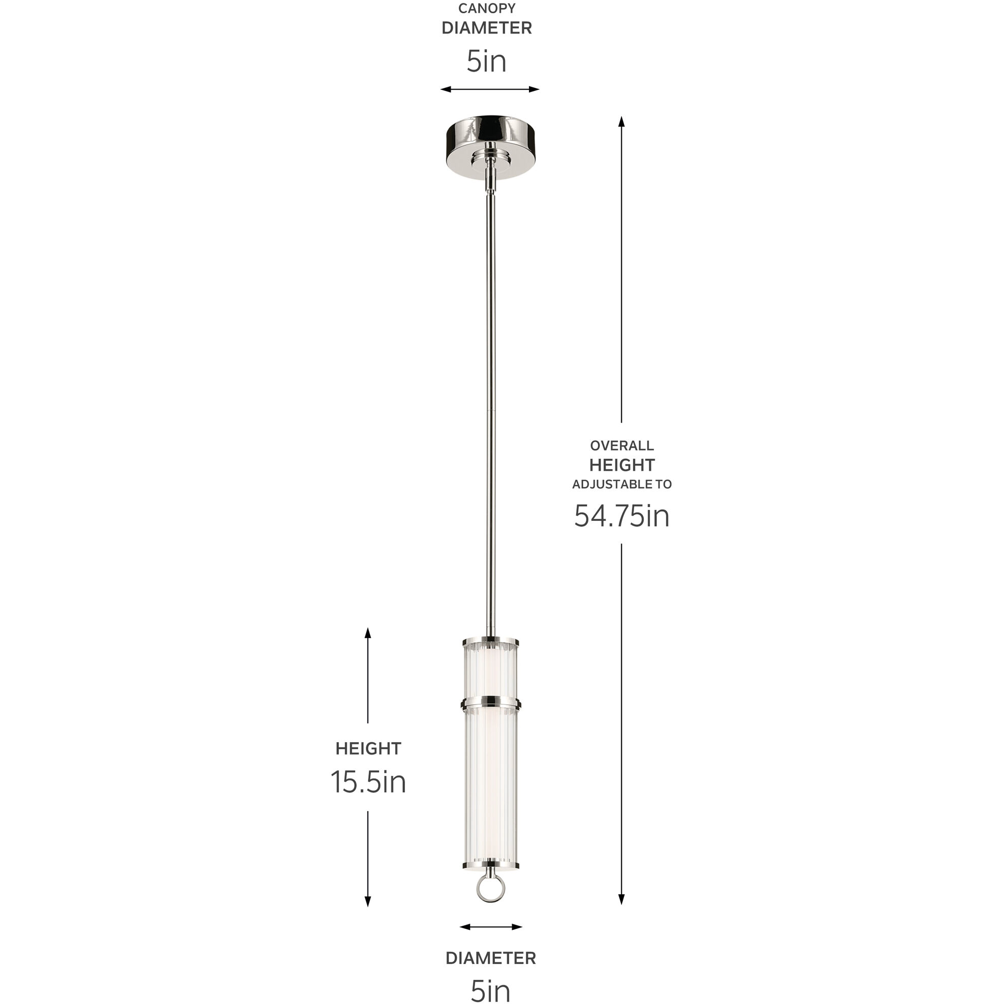 Riven LED Polished Nickel Mini Pendant Ceiling Light