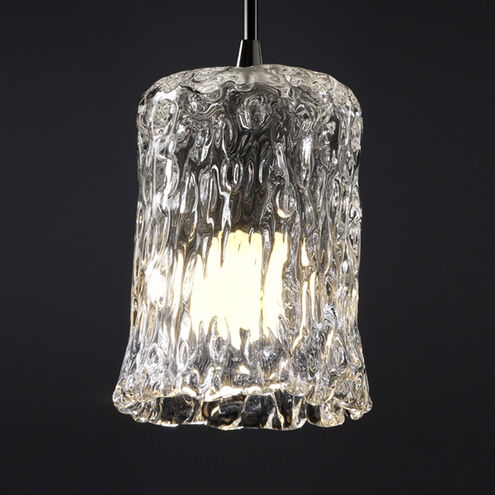 Veneto Luce 1 Light 5 inch Dark Bronze Pendant Ceiling Light in Clear Textured (Veneto Luce), Cylinder with Rippled Rim