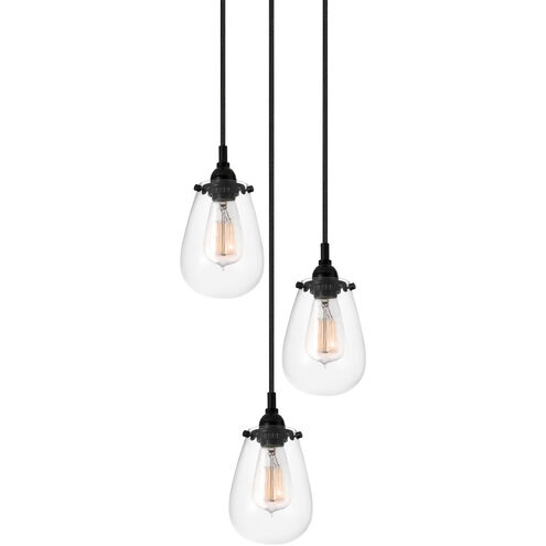 Chelsea 3 Light 12 inch Satin Black Pendant Ceiling Light